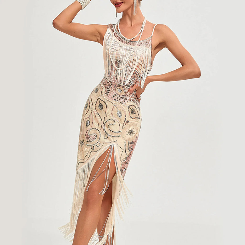 Robe à franges et paillettes des années 1920 pour femmes