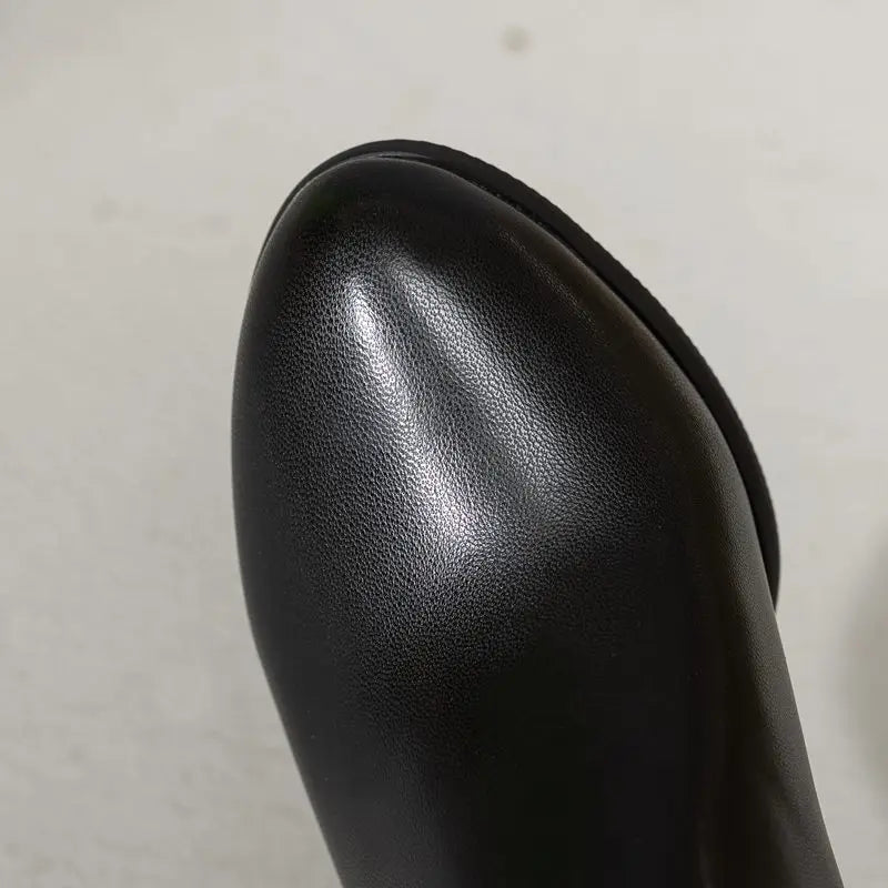 Bottes bout rond bloc talons 7.5 cm pour femmes