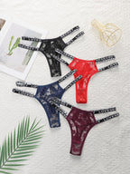 String en dentelle ajourée taille basse pour femmes