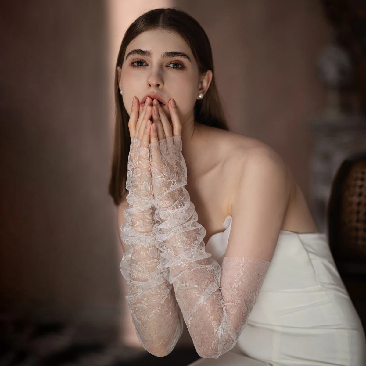 Gants sans doigts en tulle doux pour femmes