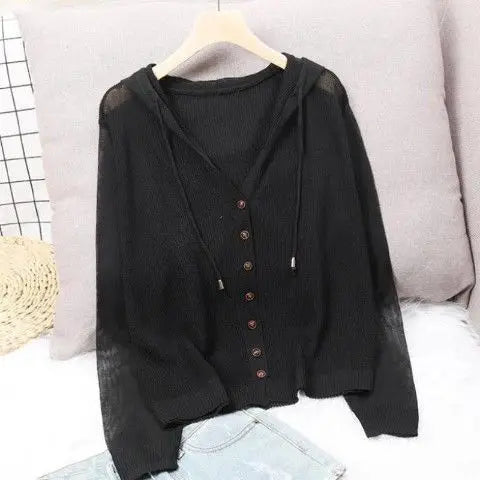 Cardigan en tricot évidé pour femmes