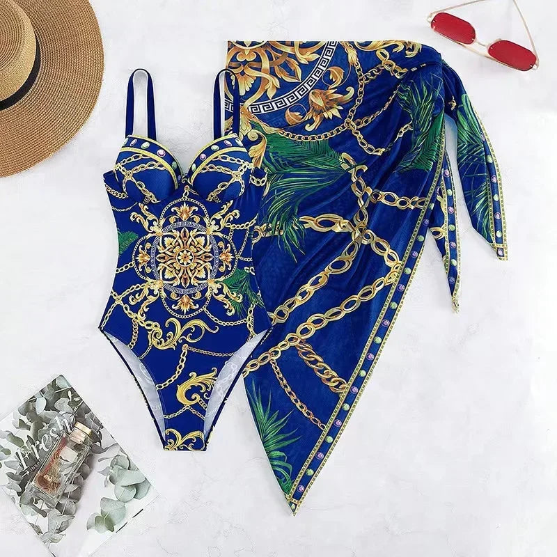 Maillot de bain deux pièces Push Up imprimé fleuri femmes