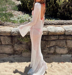 Robe de plage transparente à manches longues pour femmes