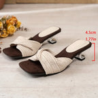 Sandales mules torsadées en tricot tissé pour femmes