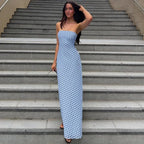 Robe longue bustier à pois, sans manches pour femmes
