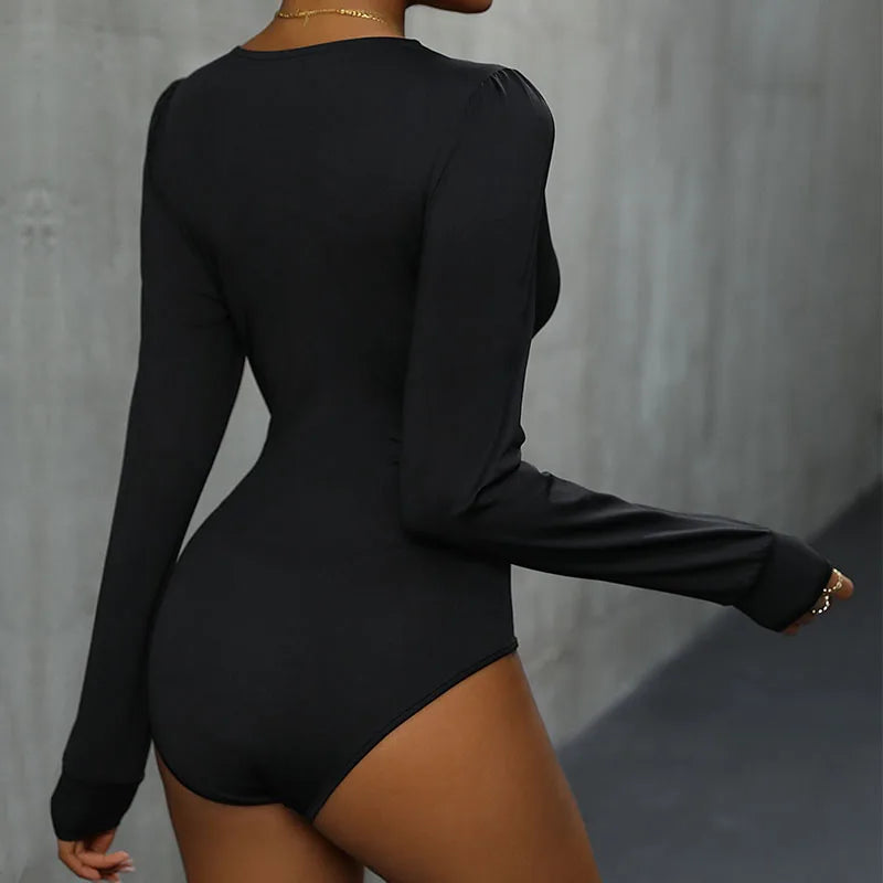 Body sexy en dentelle contrastée à col en V profond pour femmes