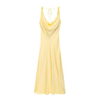 Robe midi à bretelles lacées en satin pour femmes