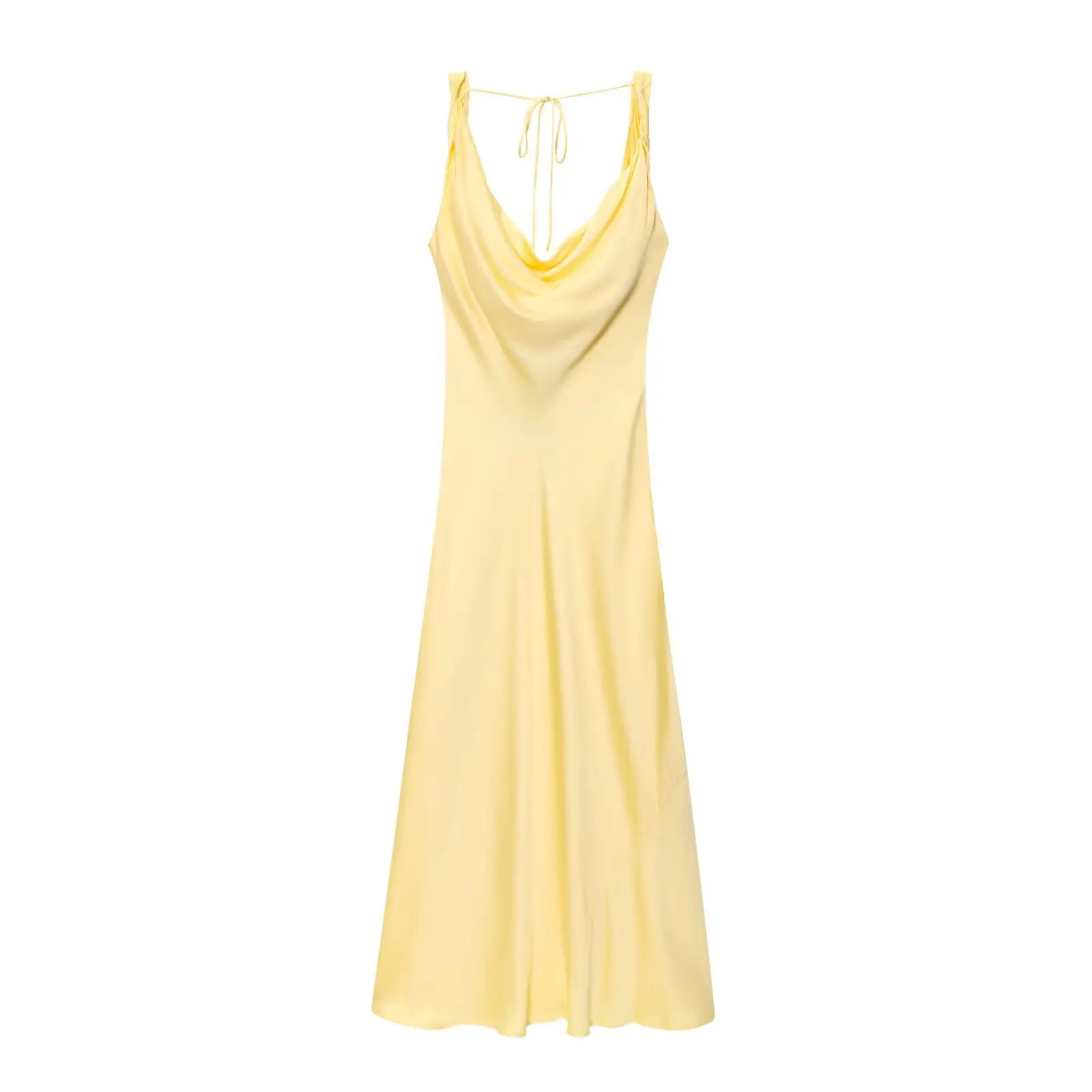Robe midi à bretelles lacées en satin pour femmes