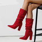 Bottes mi-mollet à talons épais pour femmes