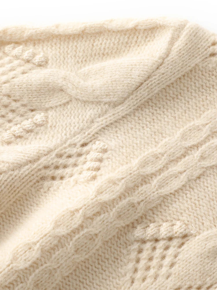 Pull cardigan en cachemire de style vintage creux pour femmes