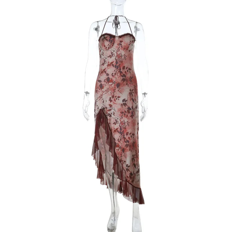Robe longue élégante à imprimé floral pour femmes