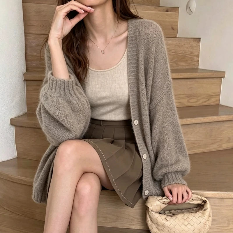 Cardigan Fin en Mohair Femme – Chic et Décontracté