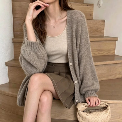 Cardigan Fin en Mohair Femme – Chic et Décontracté