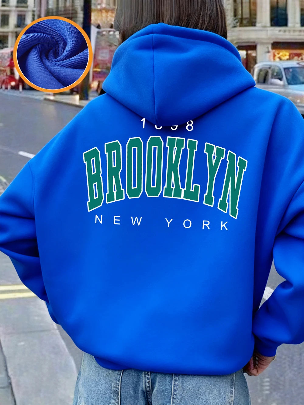 Sweat à capuche imprimé New York Brooklyn 1898 pour femmes