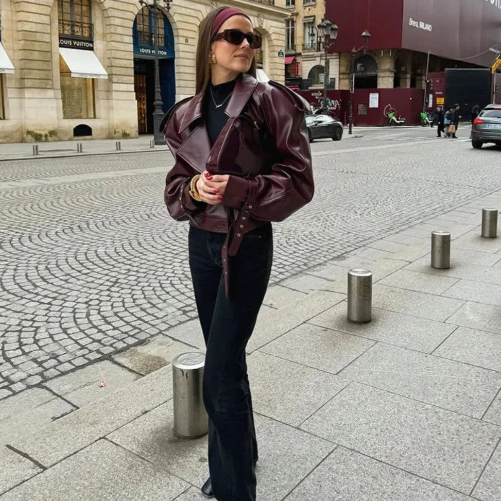 Veste Rétro Femme – Similicuir PU