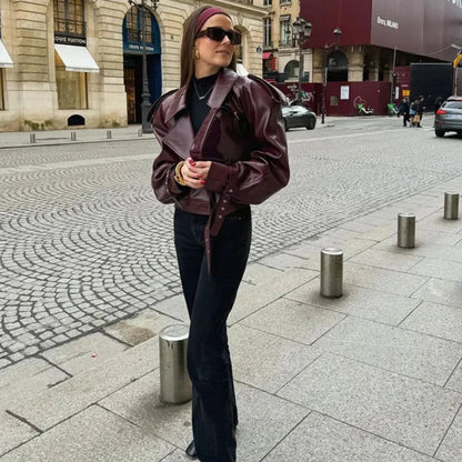 Veste Rétro Femme – Similicuir PU