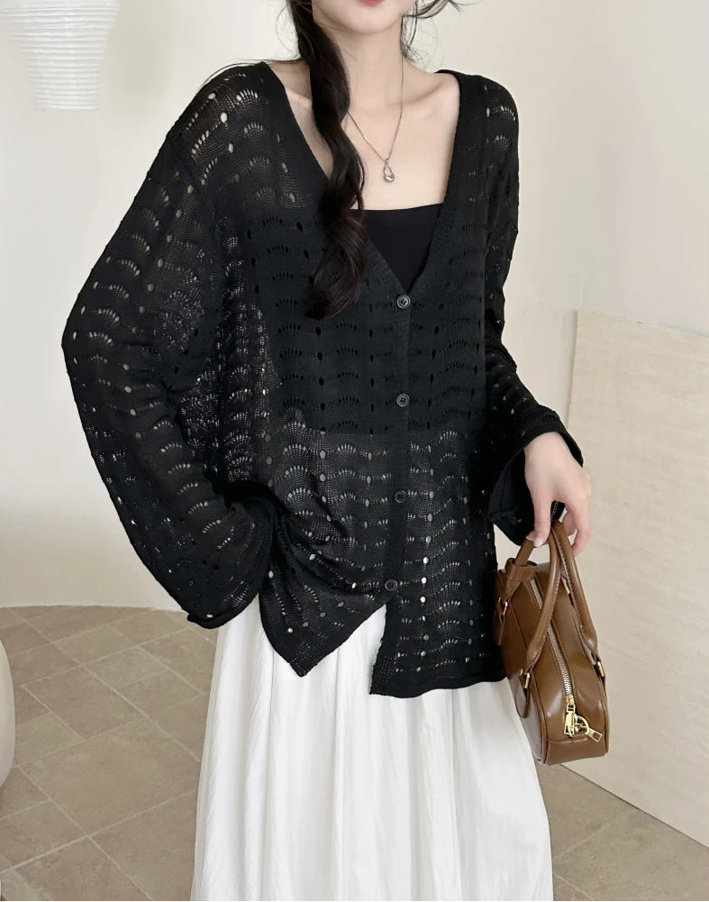 Cardigan Ajouré Femme – Crochet et Col V