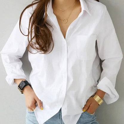 Chemisier Blanc Femme – Col à Revers Chic