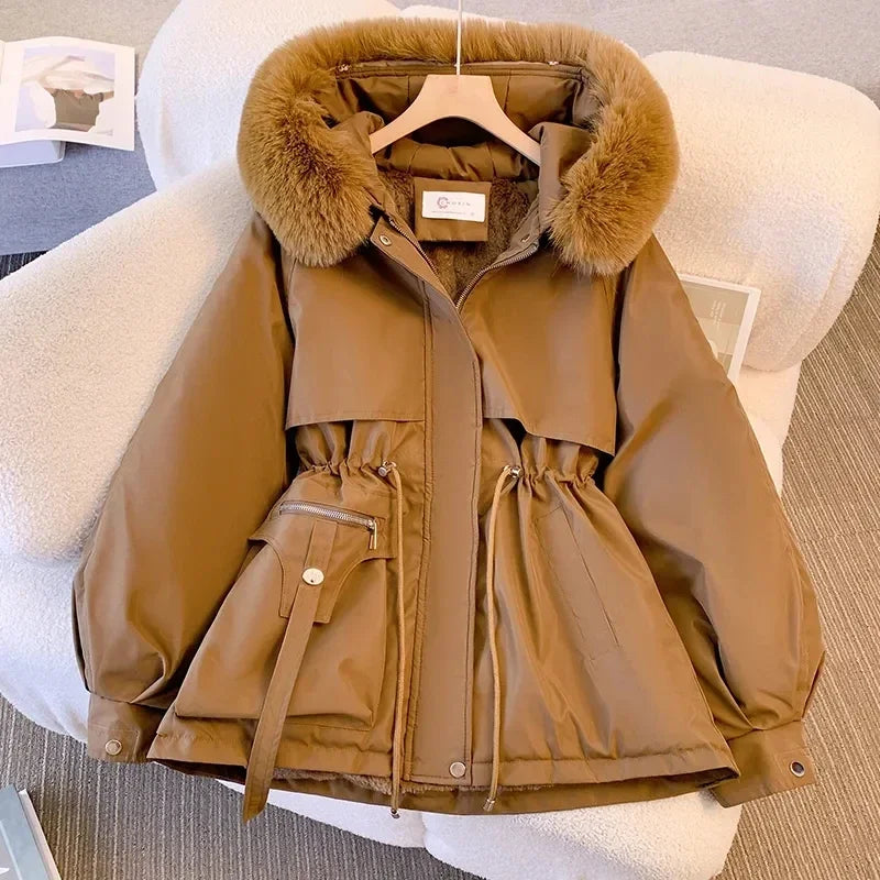 Manteau d'hiver rembourrée à capuche pour femmes