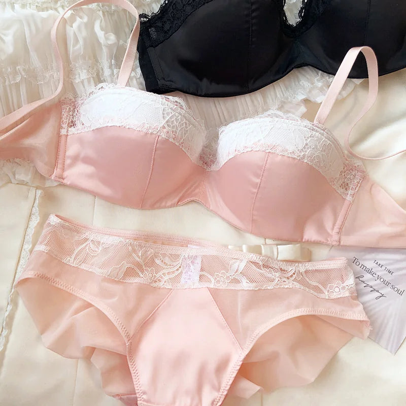 Ensemble soutien-gorge push-up à demi-bonnet et culotte pour femmes
