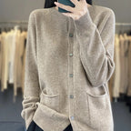 Cardigans à manches longues et col rond pour femmes