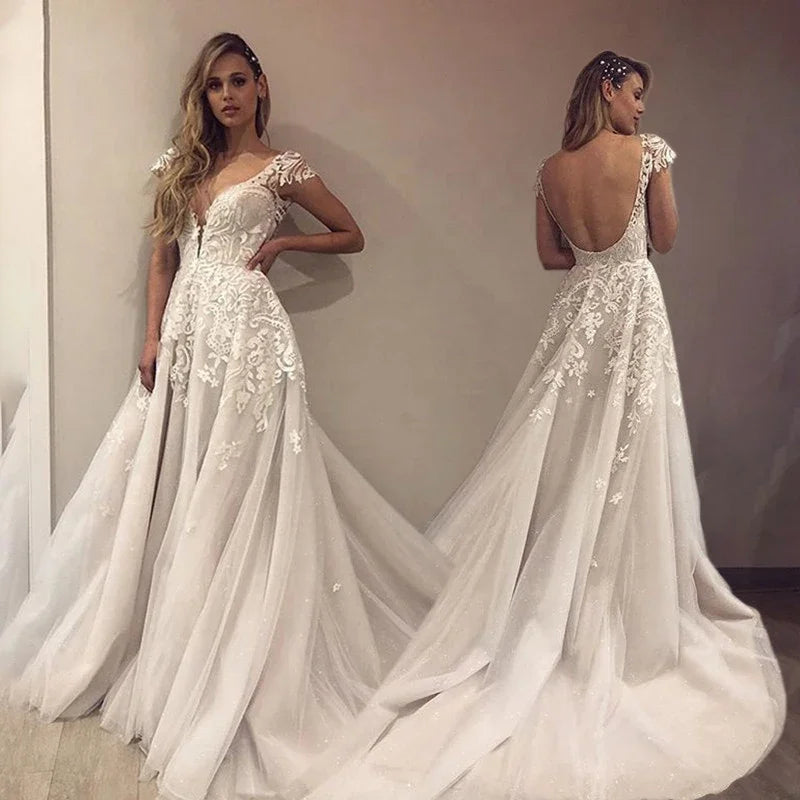 Robe de mariée sexy à dos nu pour femmes