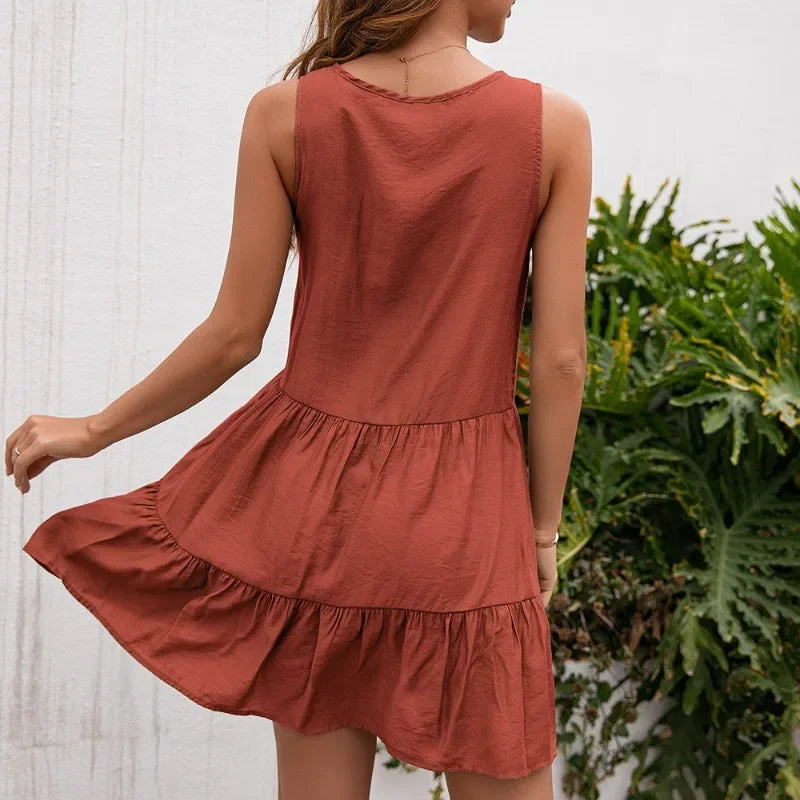 Mini robe sans manches et dentelle pour femmes