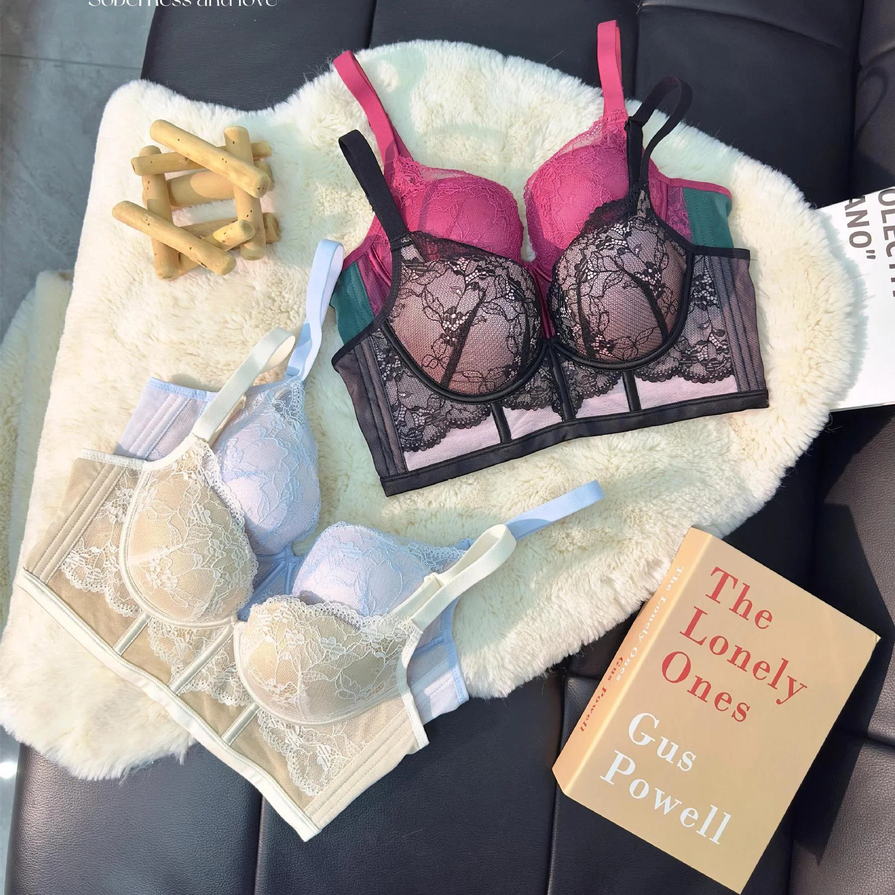 Ensembles de lingerie soutien-gorge push-up en coton, culotte froncée pour femmes
