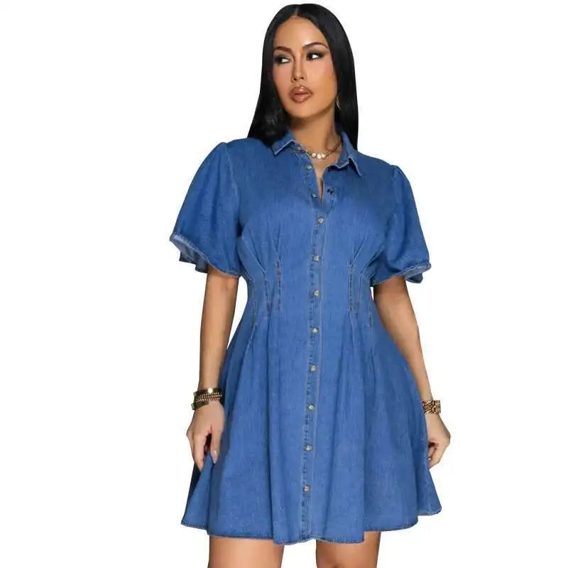 Robe en jean taille minceur pour femmes