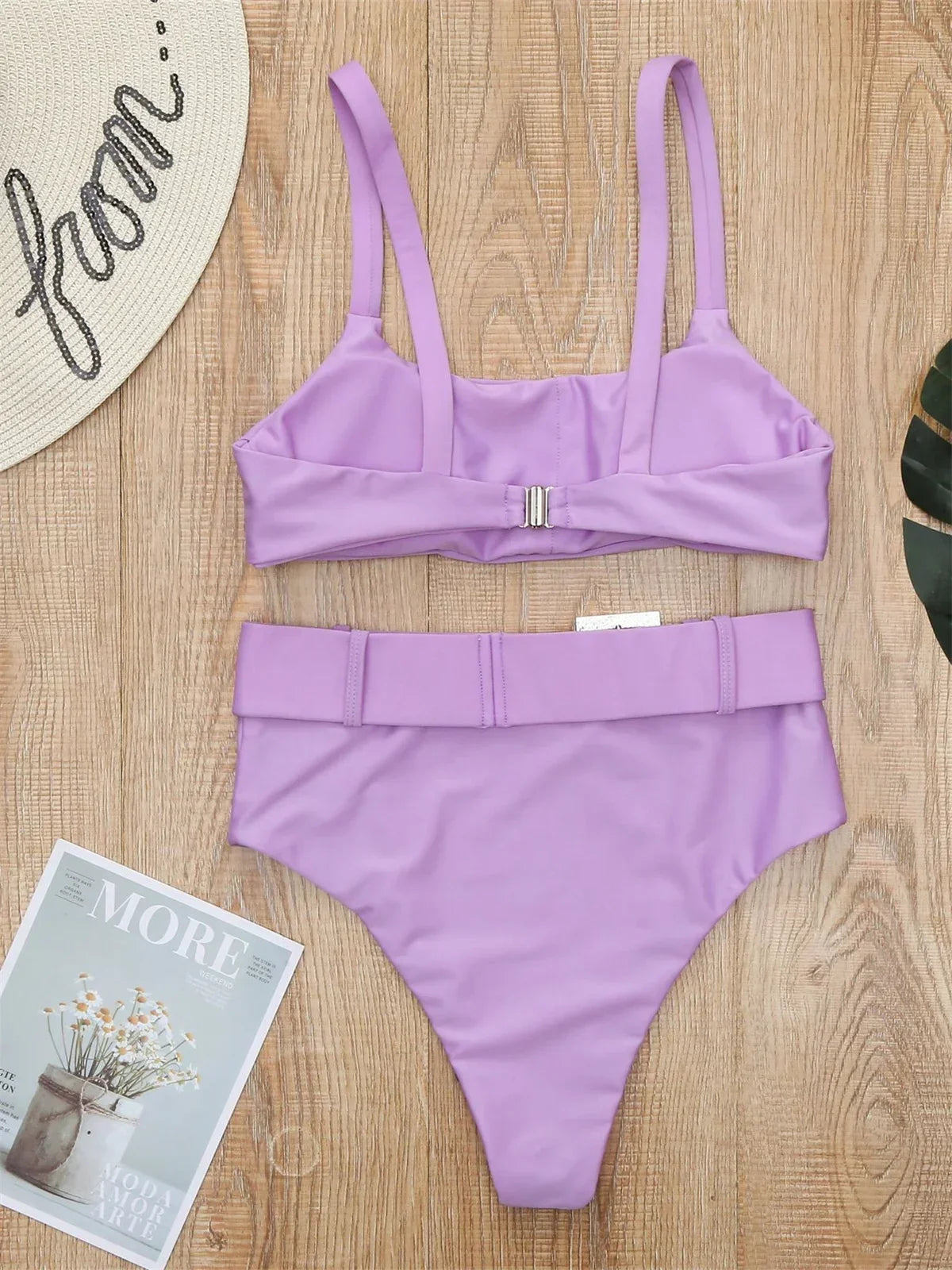 Maillot de bain deux pièces taille haute pour femmes