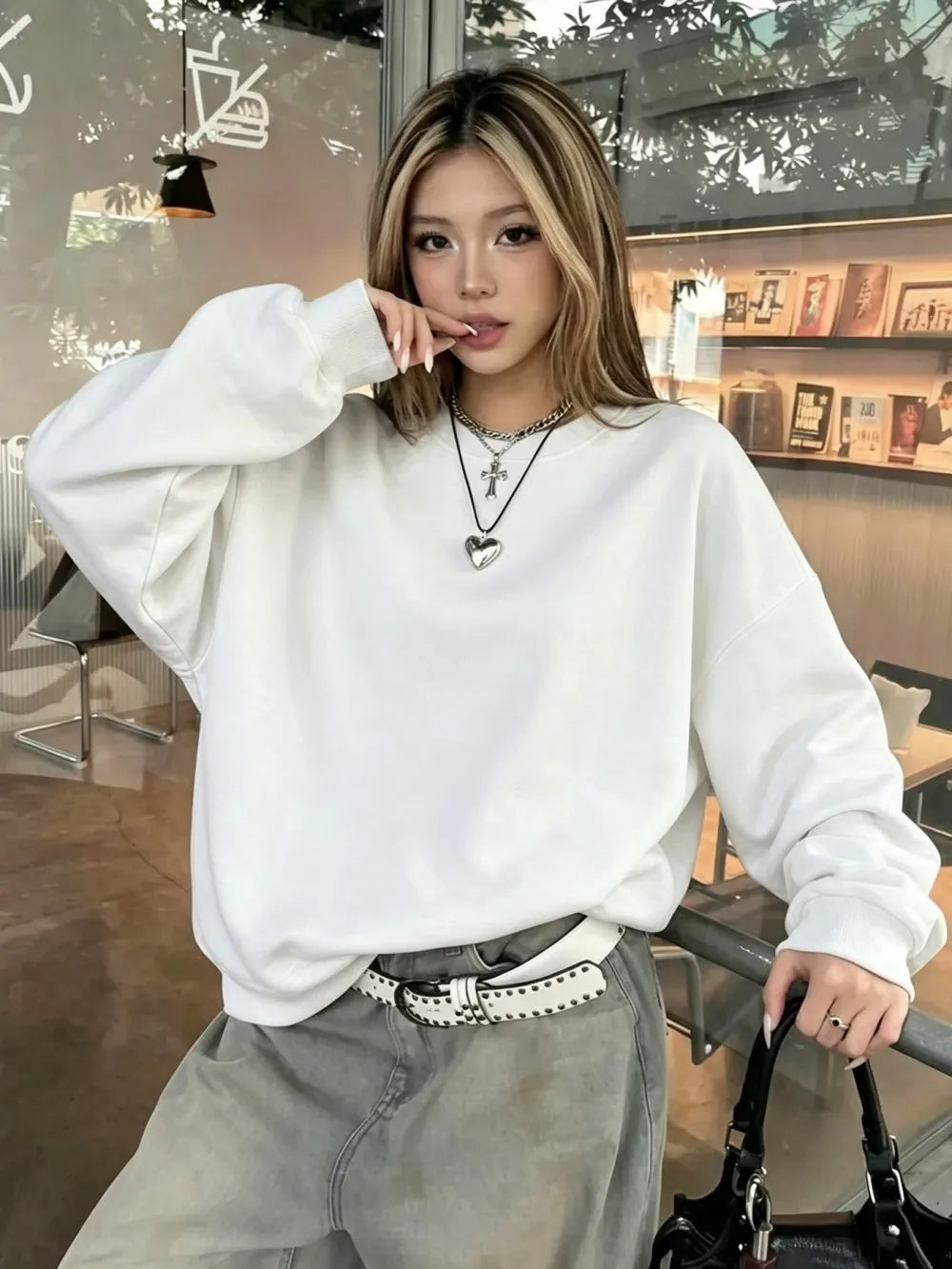 Sweat-Shirt Uni Femme – Style Coréen