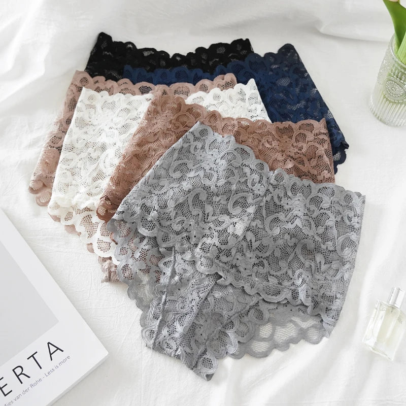 Culottes taille haute en dentelle transparente pour femmes