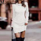 Robe courte moulante en maille unie pour femmes
