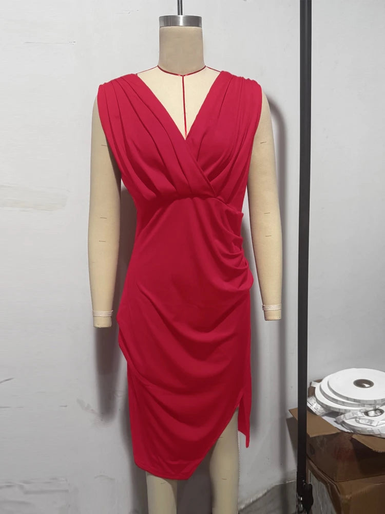 Robe de Soirée Rouge Femme – Dos Nu et Décolleté V