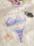 Ensemble de lingerie avec dentelle mince et anneau en acier pour femmes