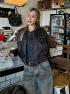Veste courte en cuir pour femmes