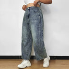 Jean ample et droit à taille élastique pour femmes