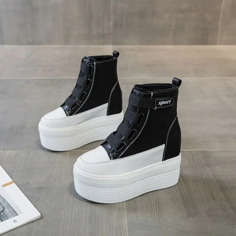 Bottines compensées en cuir PU pour femmes