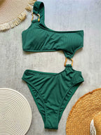 Maillot de bain une pièces à épaule dénudée pour femmes