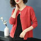 Cardigan boutonné à col rond pour femmes