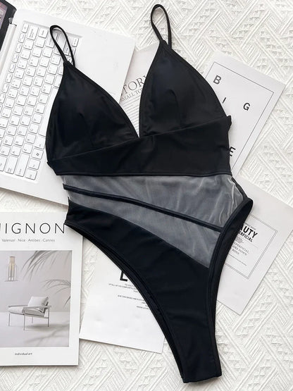 Maillot de Bain 1 Pièce Femme – Maille Transparente