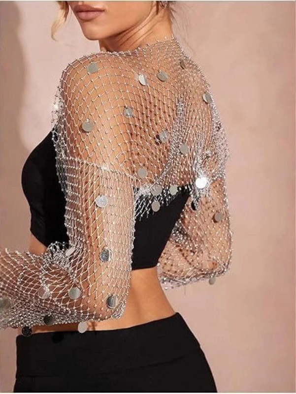 Débardeurs court à sequins sexy pour femmes