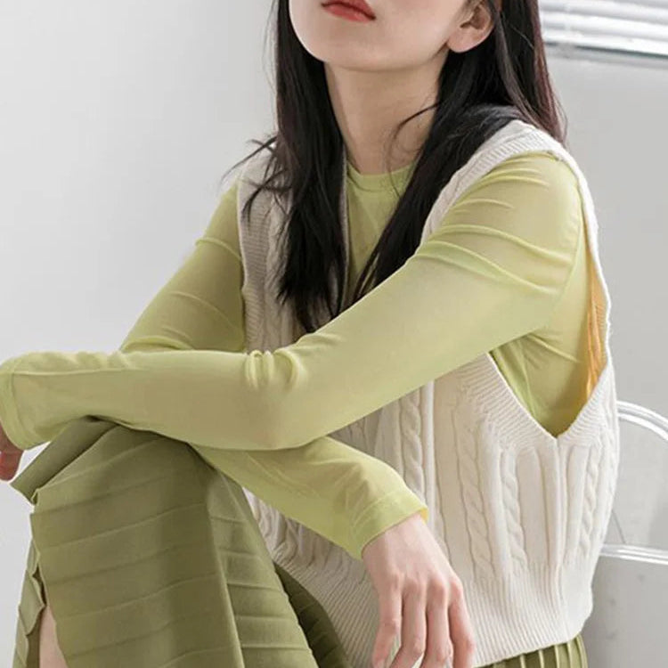 T-shirt à manches longues en maille transparente pour femmes