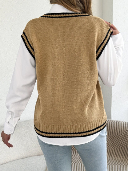 Pull Sans Manches Femme – Maille Torsadée et Col V