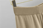 Ensembles de pulls en tricot et pantalon ample taille haute pour femmes