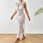 Robe longue à franges de plage florale taille cintrée pour femmes