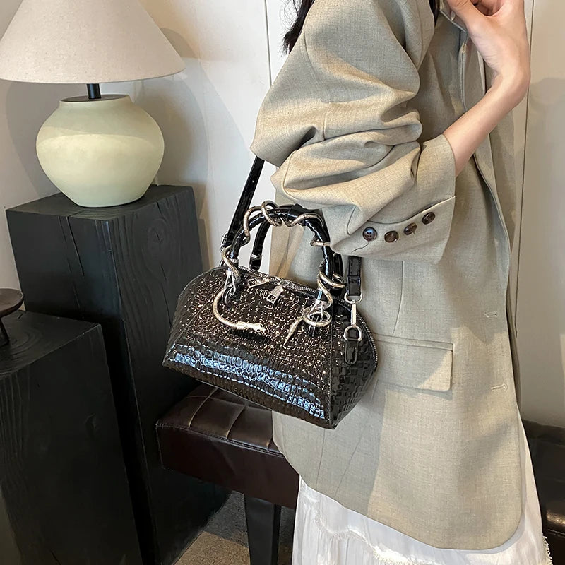 Sac à bandoulière motif crocodile pour femmes