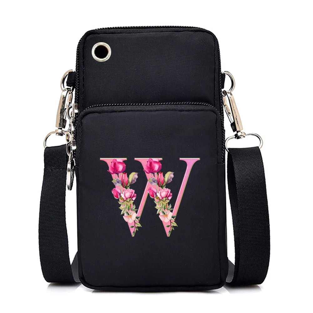 Sac à bandoulière série lettres Sakura rose pour téléphone portable pour femmes