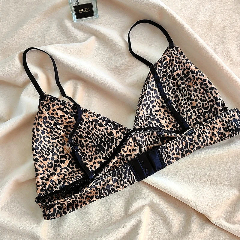 Soutien-gorge triangle sans coutures imprimé léopard pour femmes