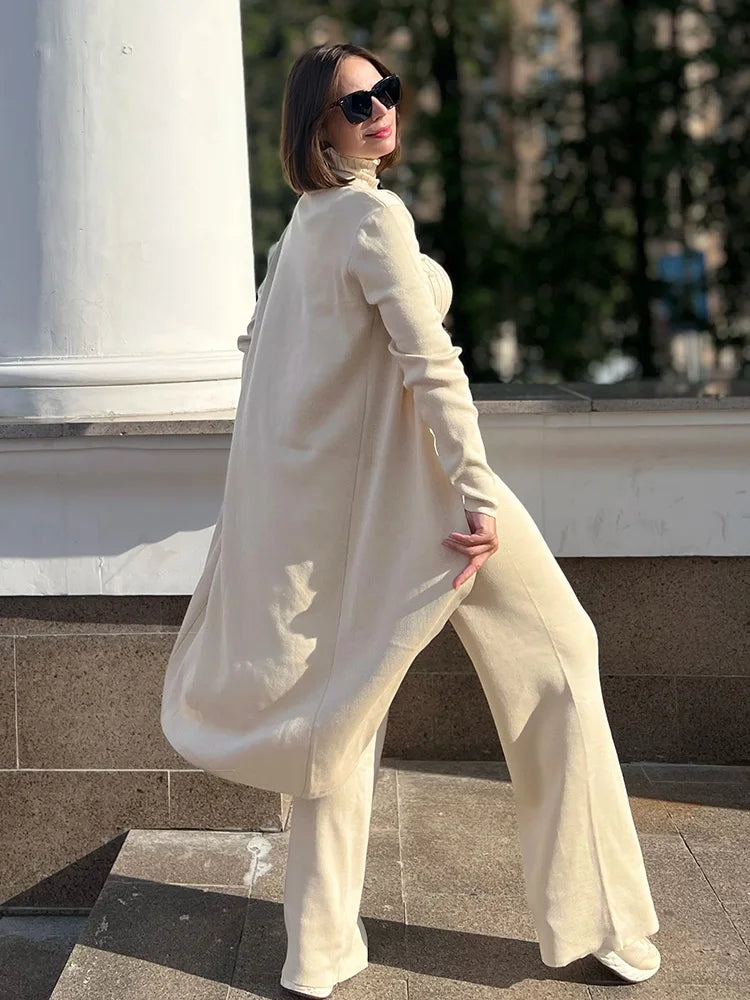 Ensemble 3 pièces cardigans longs pour femmes